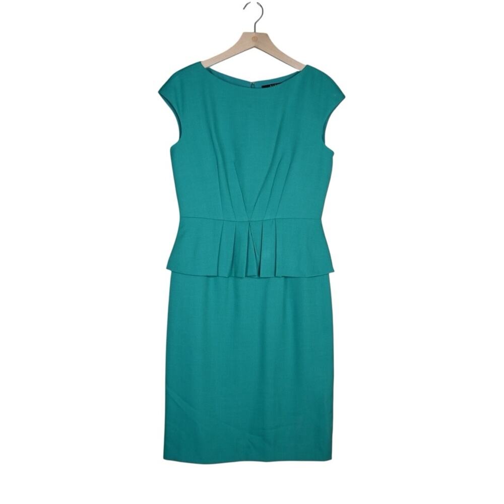Alex Marie Womens 6 Jasmine Peplum Sheath Dress in Green Goddess NEW